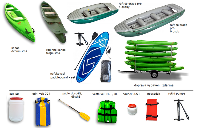 Půjčovna lodí a veškerého vybavení pro vodáky na Berounce